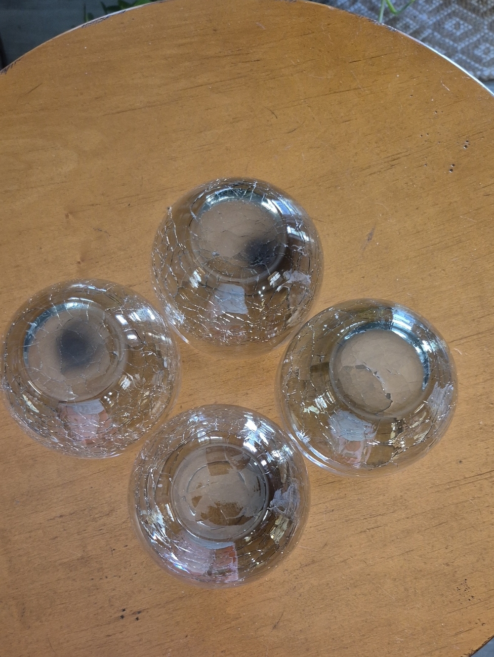 Pier 1 Set of 4 Smoked Crackle Glass Stemless 16oz Wine Glasses - Picture 3 of 6